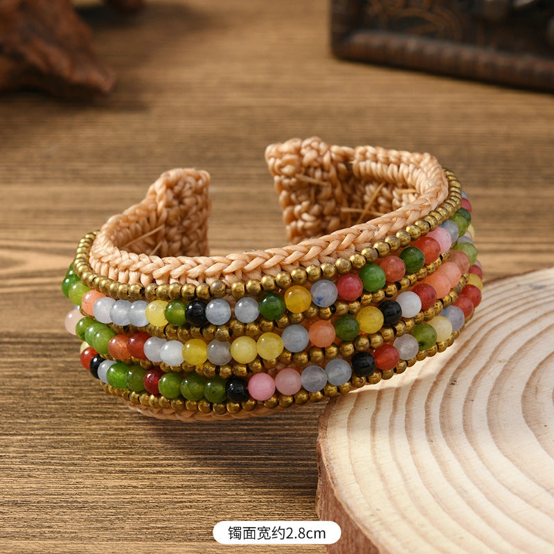 Wholesale Heavy weaving ethnic style natural stone bracelet Bohemian retro bracelet